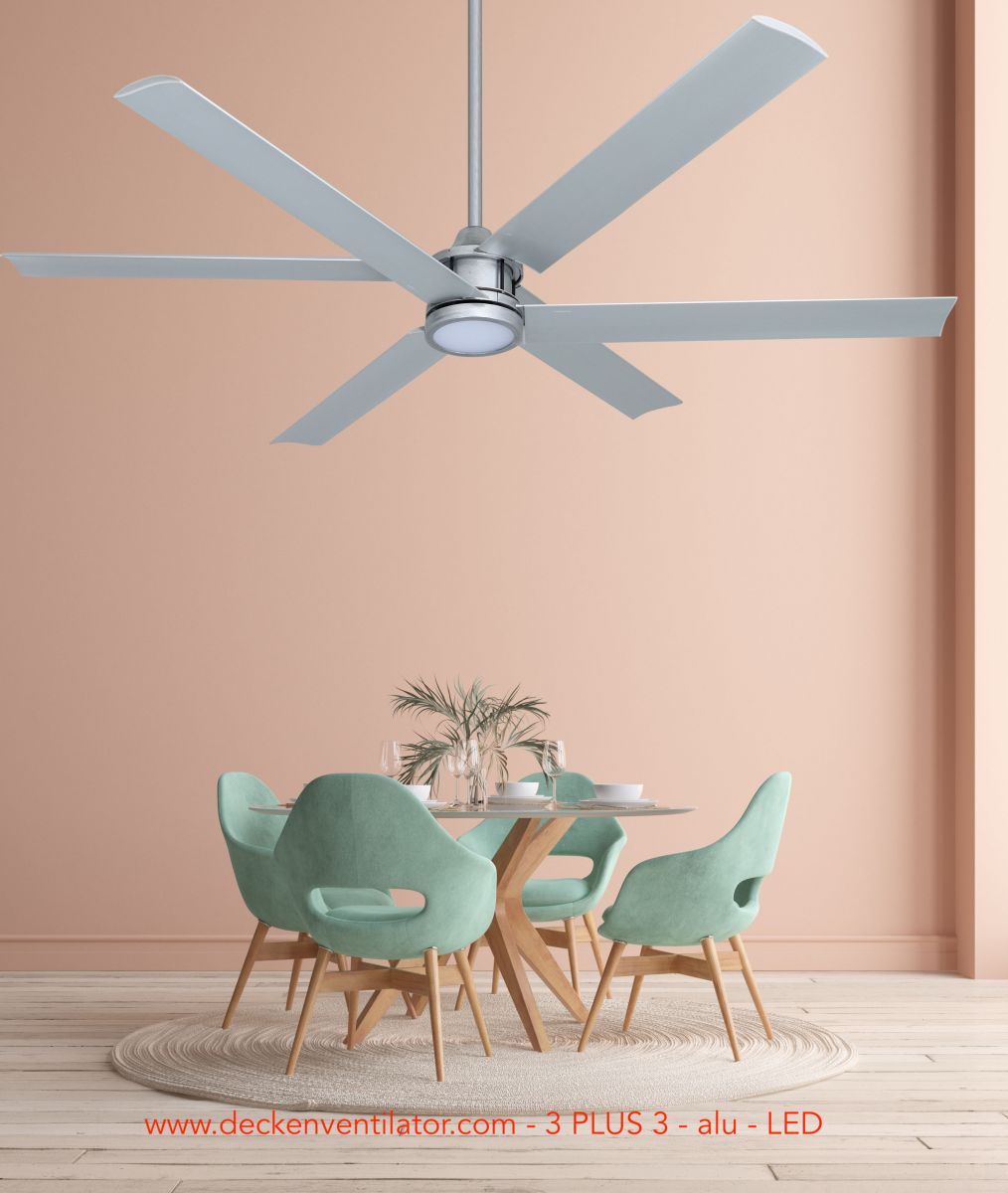 Ceiling fan 3PLUS3 alu 130 cm WLAN